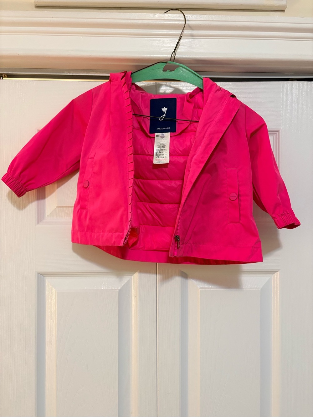 Jacardi Paris Girls' Bright Pink Hooded Jacket with removable puffer vest